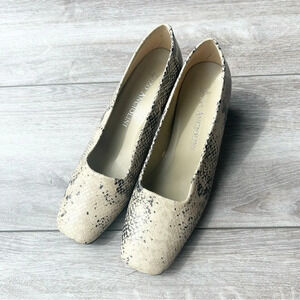 Enzo Angiolini Snake Skin Square Toe Block Heel Pumps